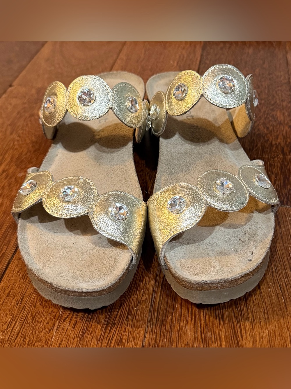 Naot Women's Hailey Gold Jeweled Double-Strap Sandals